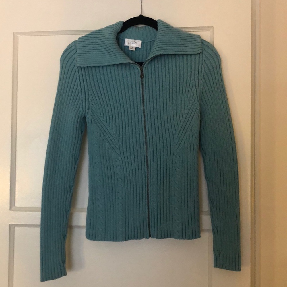 Like new loft zip up cable knit sweater